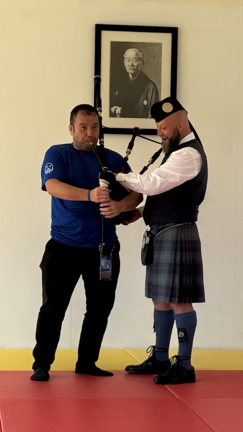 Takahama sensei with the bagpipes